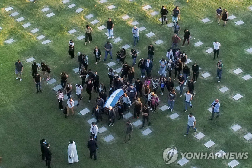 공중에서 찍은 마라도나 장례식 모습 [AFP=연합뉴스]