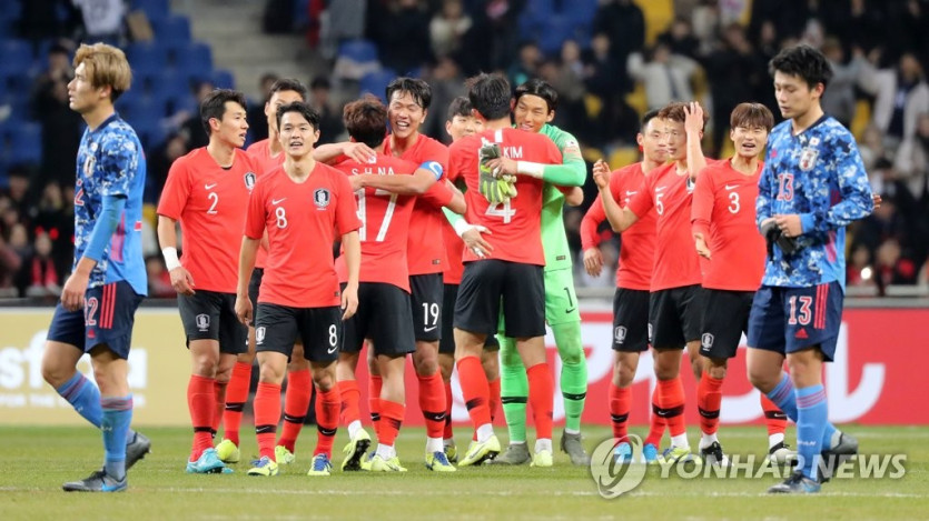 한·일전 승리를 기뻐하는 축구대표팀 선수들. [연합뉴스 자료사진]